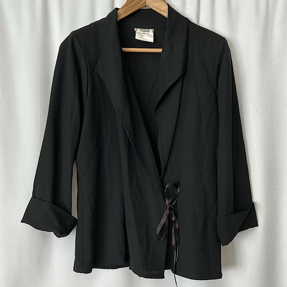 Yves Saint Laurent Jackets & Blazers - Yves Saint Laurent Ri’ve Gauche Vtg Black Authenticated Tie Jacket Top *Sz 36*